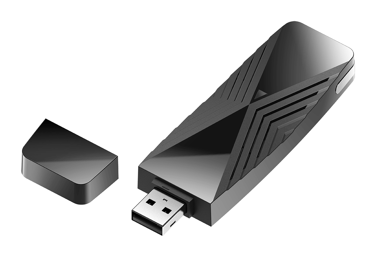 DWA-X1850 AX1800 Wi-Fi 6 USB Adapter - side view with lid off.