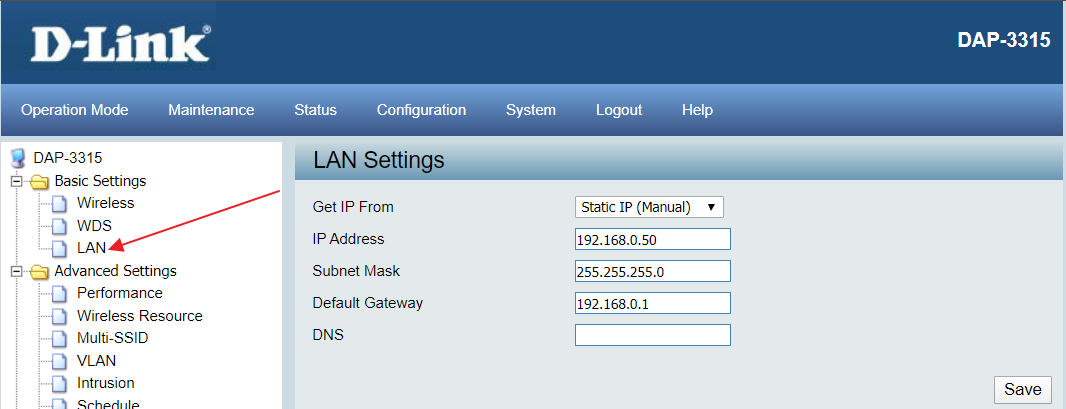 Change IP address