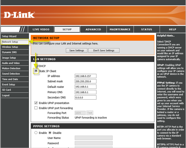 Dhcp ip best sale camera