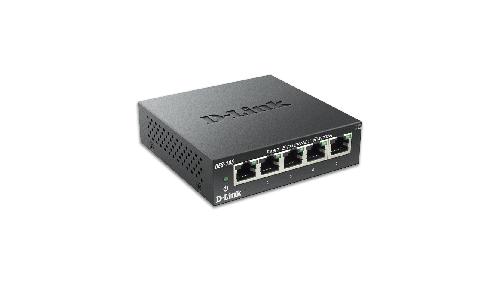 D-Link Ethernet Switch, 5 Port Gigabit Unmanaged Metal Desktop Plug and  Play Compact (DGS-105),Black