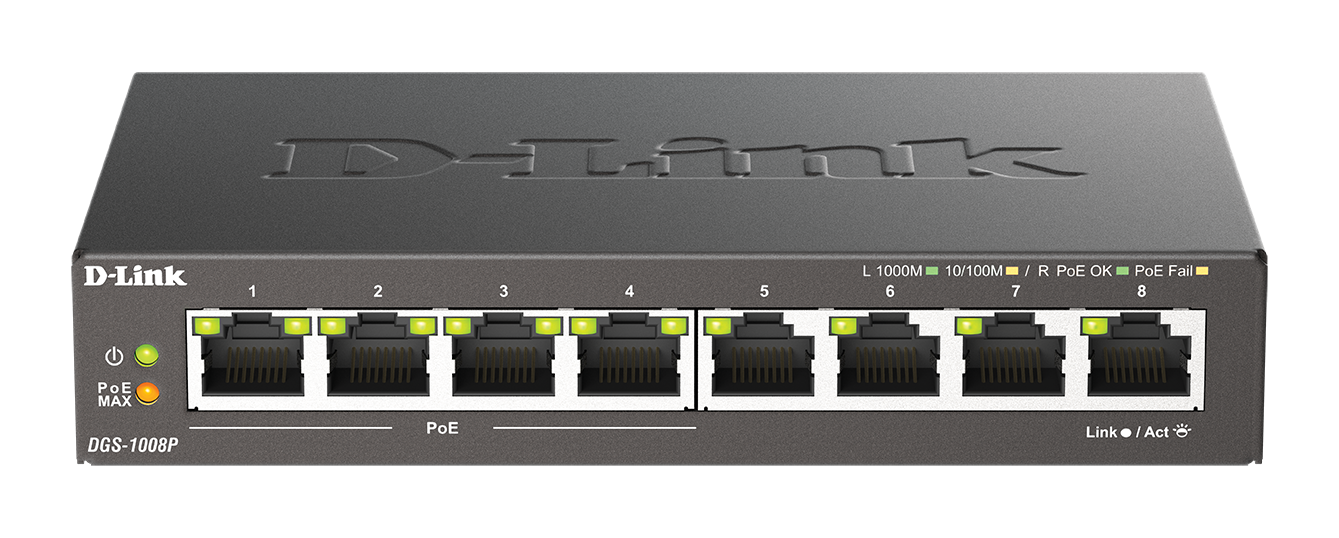 D-Link Network Switch 8-Port PoE Gigabit - (DGS-1008P)