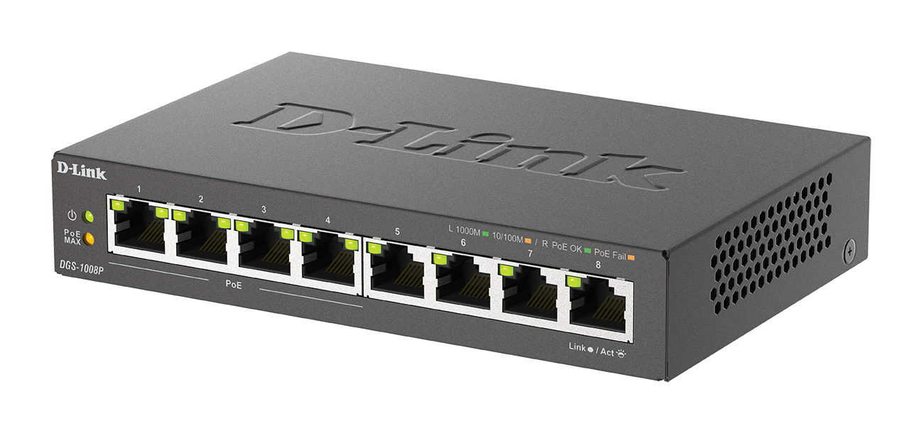 D-Link DGS-1008P 8-Port Gigabit Ethernet PoE Switch
