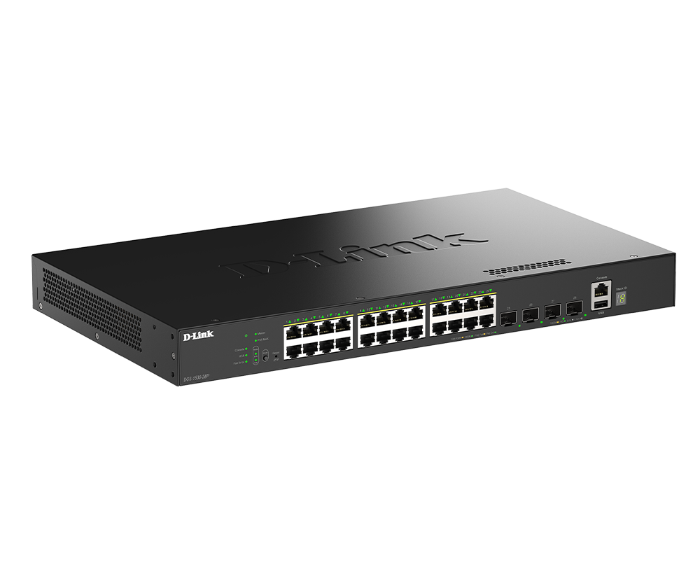 DGS-1530-28P 24-Port Gigabit Stackable Smart Managed PoE Switch | D-Link