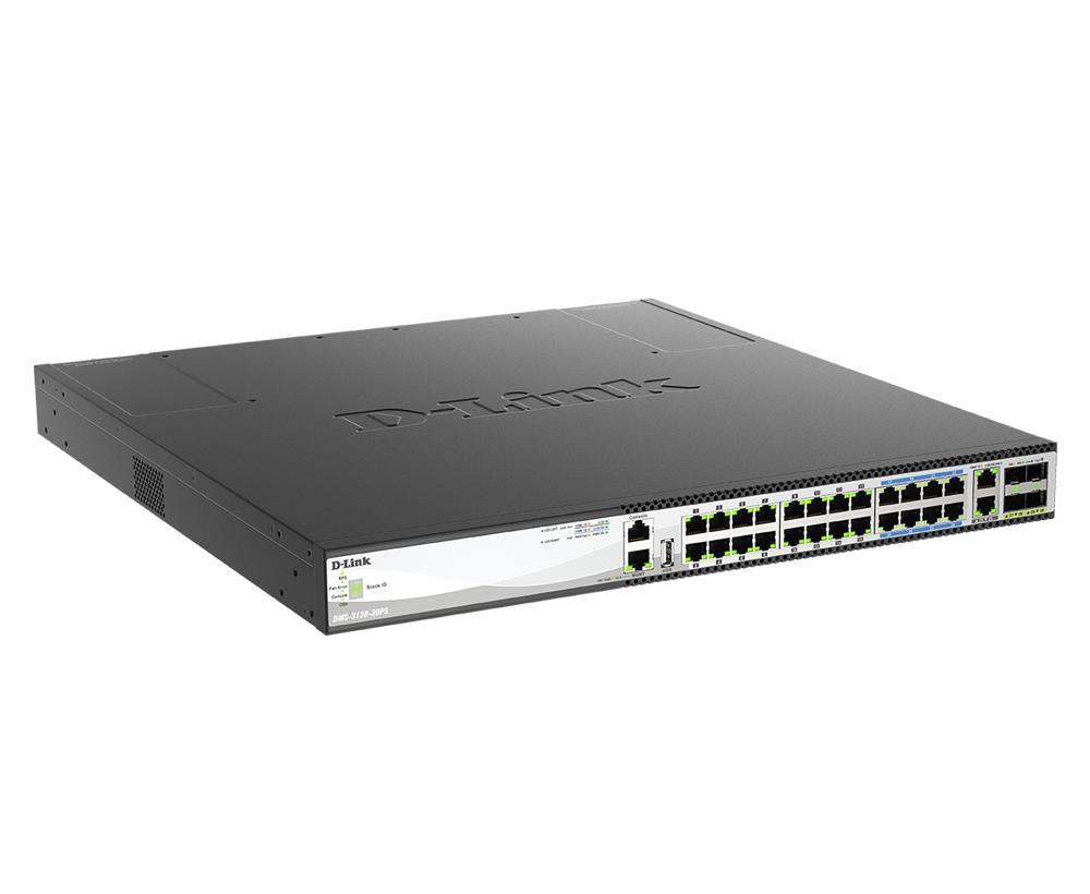 DMS-3130-30PS 30-Port Layer 3 Stackable Multi-Gigabit Managed PoE ...